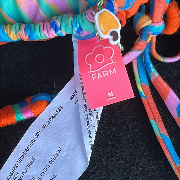 FARM RIO NWT PAINTED BIRDS BLUE TIE SIDE BIKINI TOP - NWT - M - Picture 6 of 10